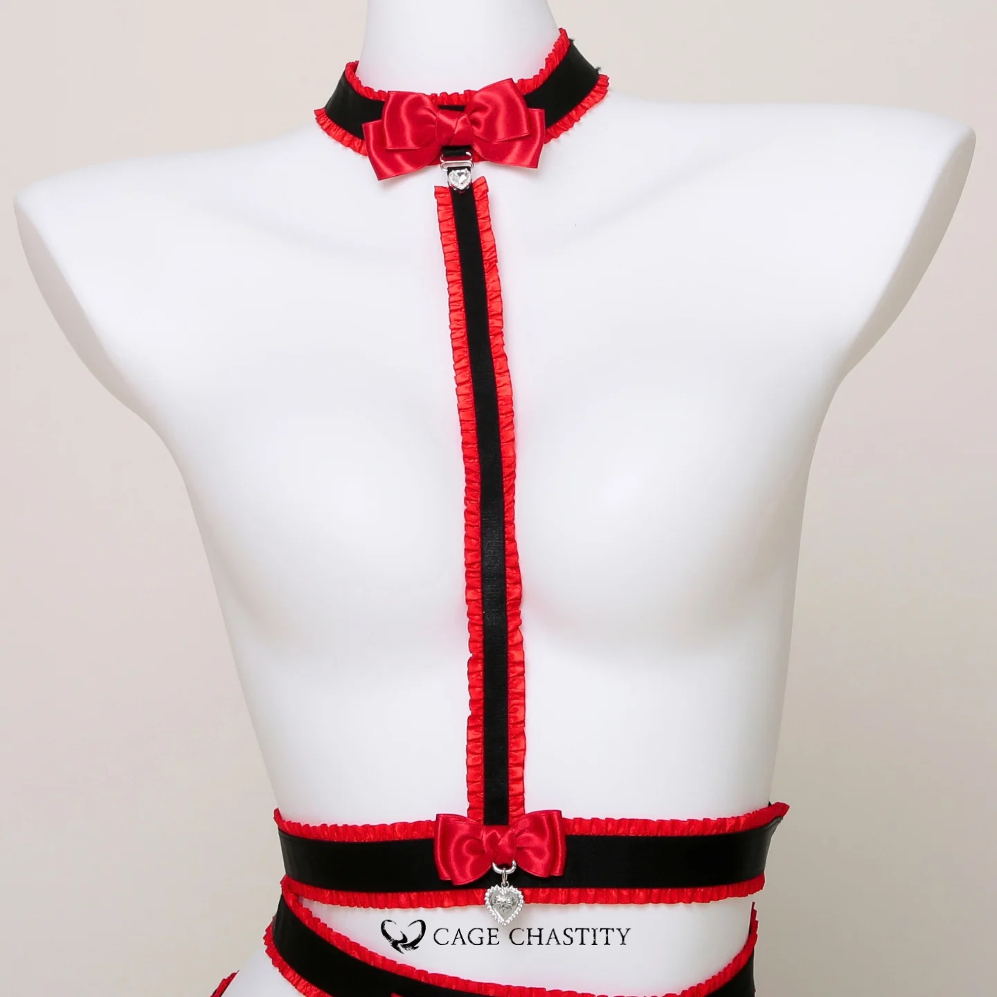 Scarlet Nocturne Handcrafted Bow & Garter Harness