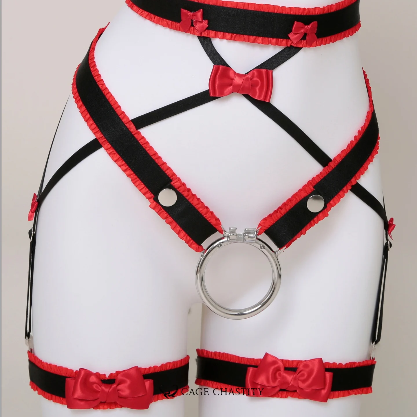 Scarlet Nocturne Handcrafted Bow & Garter Harness