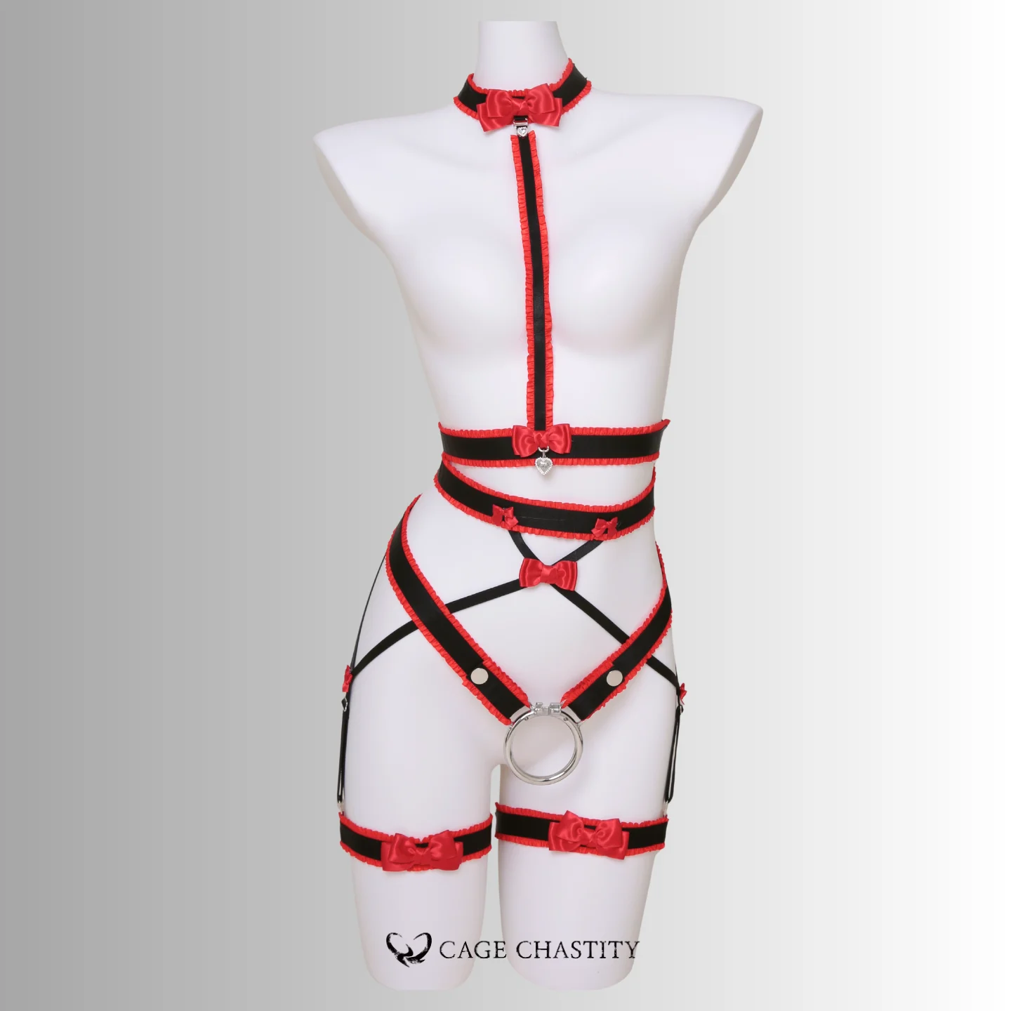 Scarlet Nocturne Handcrafted Bow & Garter Harness