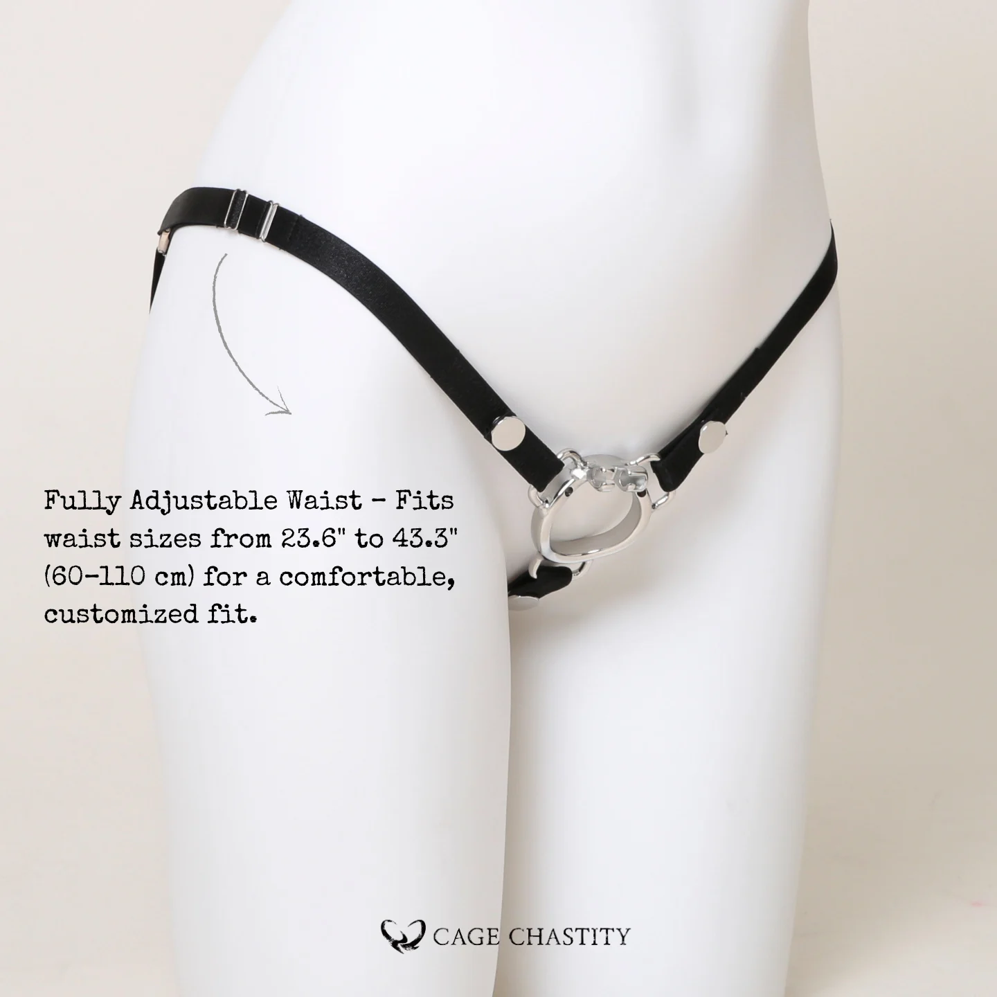 Fully Adjustable Ultra-Slim Three-Way Chastity Belt – 0.59 in (1.5 cm)